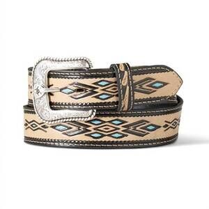 NEW ARIAT men's western belt in ivory/turquoise